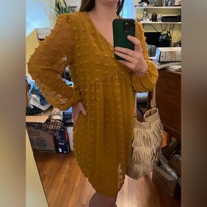Yellow Ochre Swiss Dot Dress